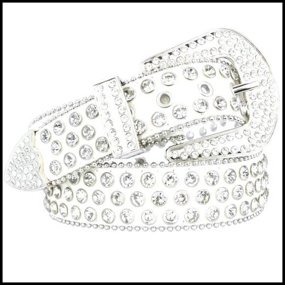 Rhinestone Western Belt Leather Studded Cowgirl Cowboy Style Waist 29-39 main image 5